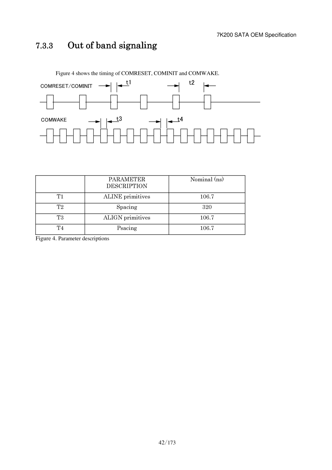 Hitachi HDS723020BLA642 manual Out of band signaling, COMRESET/COMINIT Comwake 