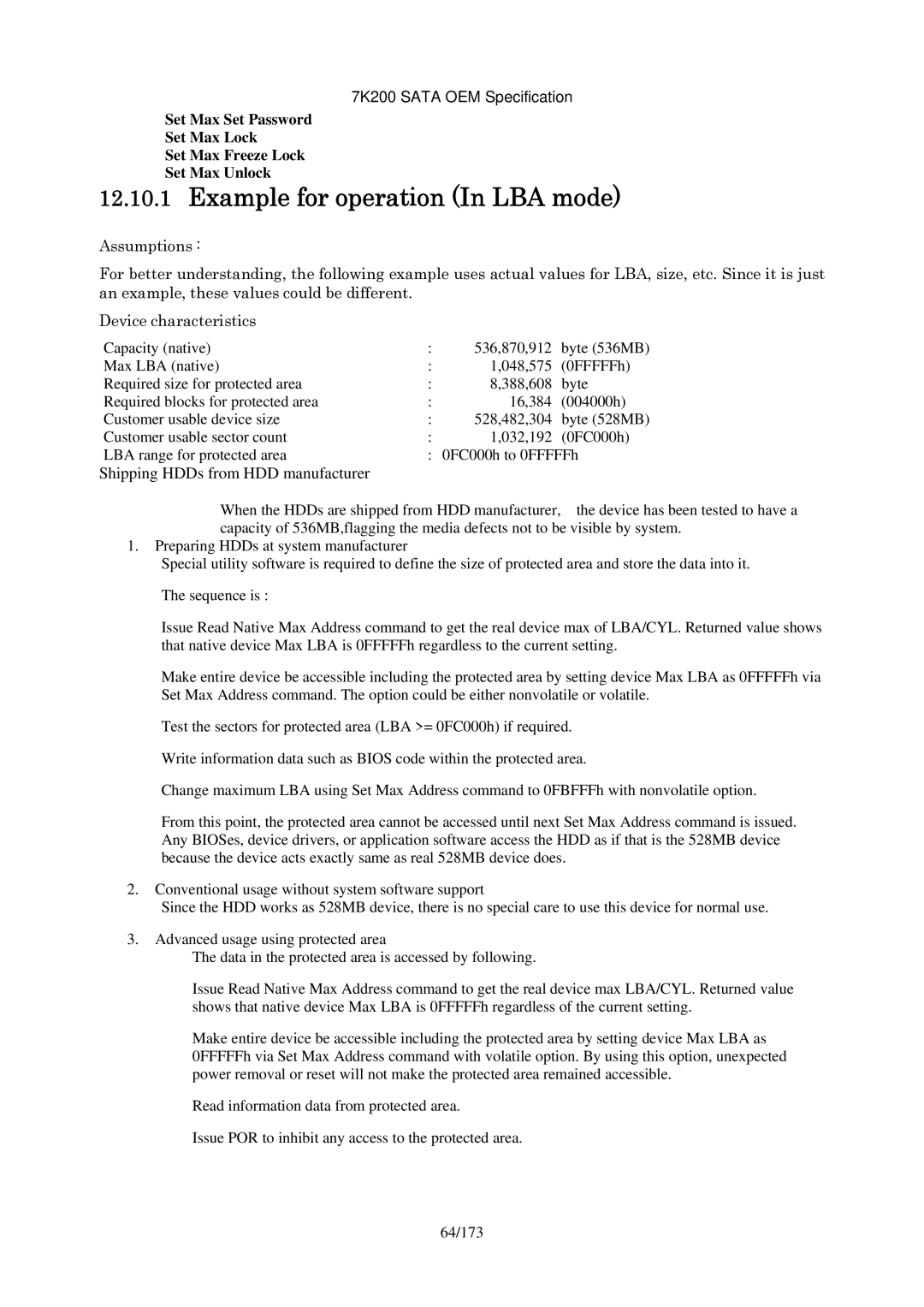 Hitachi HDS723020BLA642 manual Example for operation In LBA mode, Shipping HDDs from HDD manufacturer 