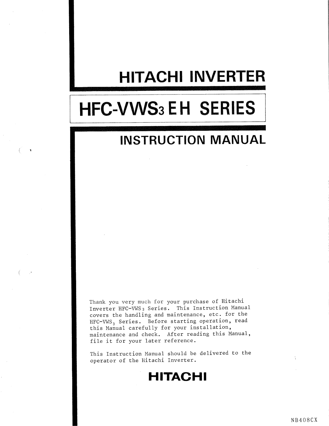 Hitachi HFC-VWS3 manual 