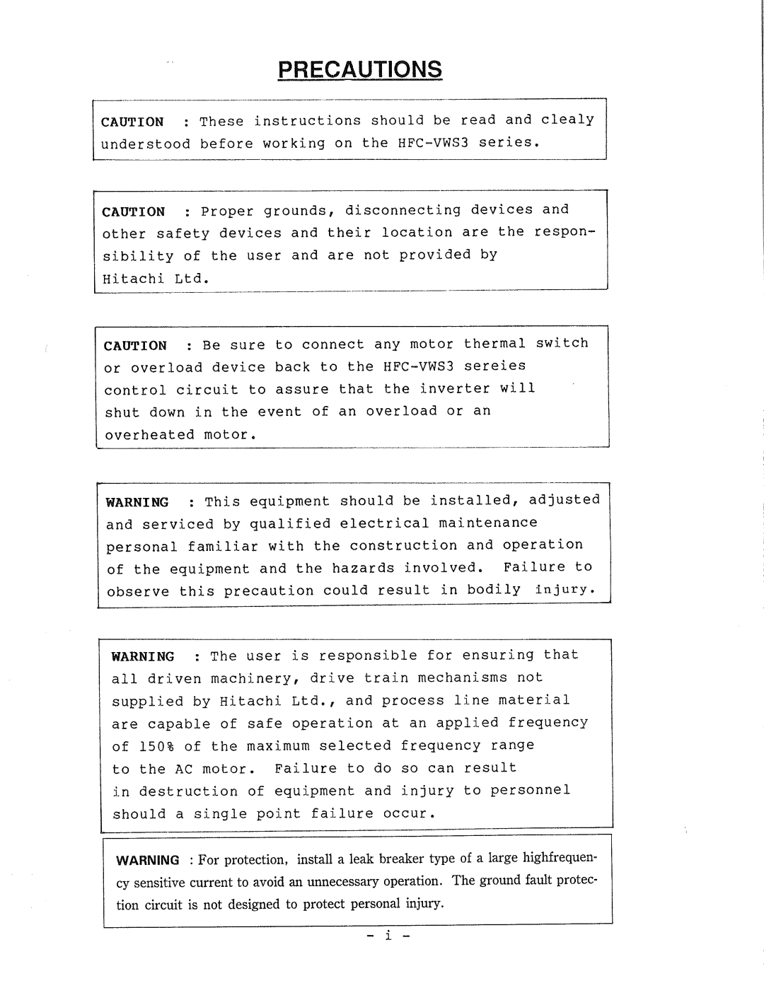 Hitachi HFC-VWS3 manual 