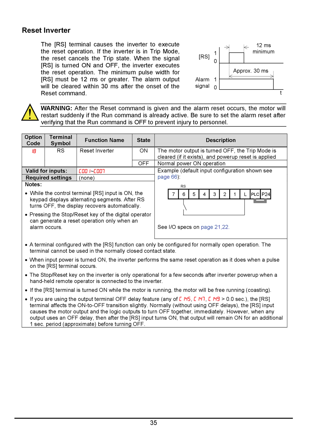 Hitachi hitachi series inverter user manual Reset Inverter 