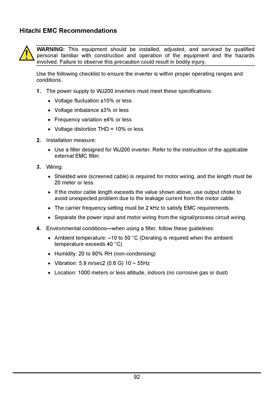 Hitachi hitachi series inverter user manual Hitachi EMC Recommendations 