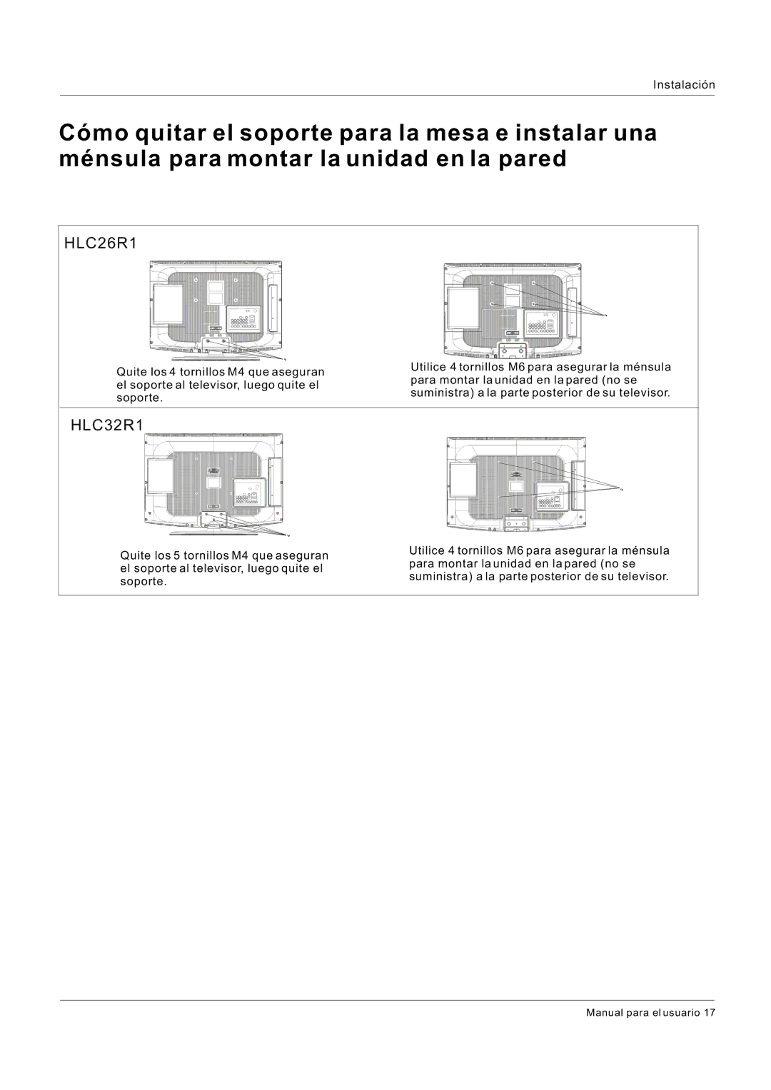 Hitachi HLC26R1 owner manual 