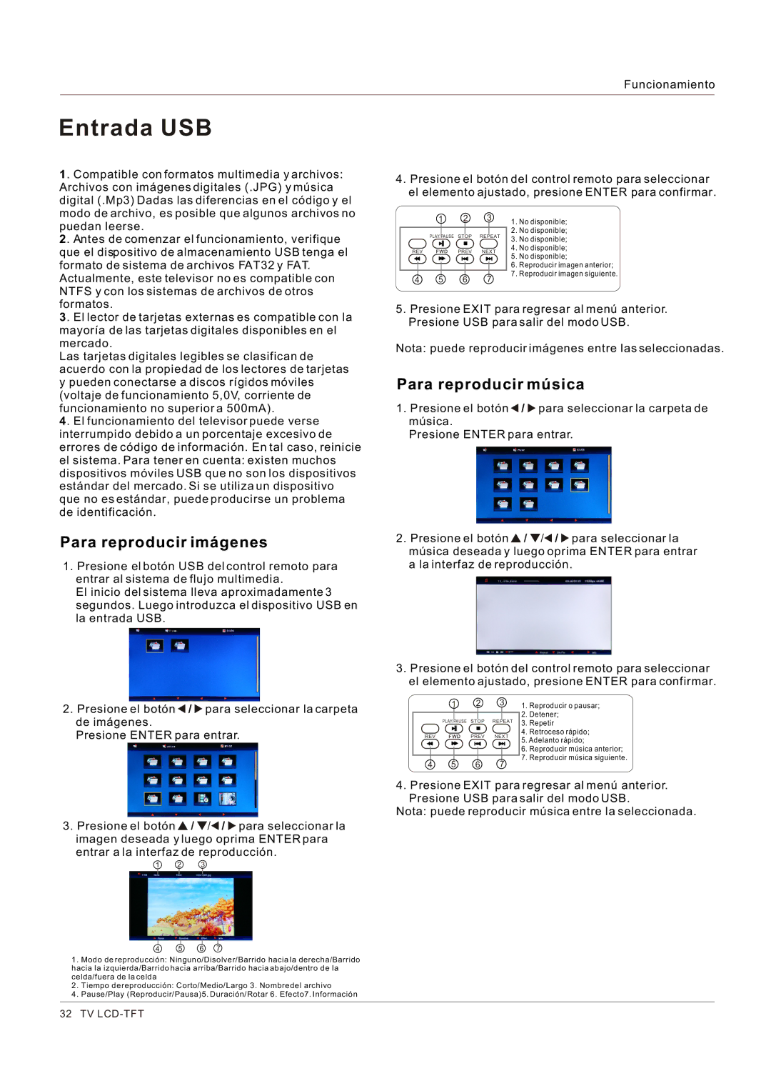 Hitachi HLC26R1 owner manual Entrada USB, Para reproducir imágenes 