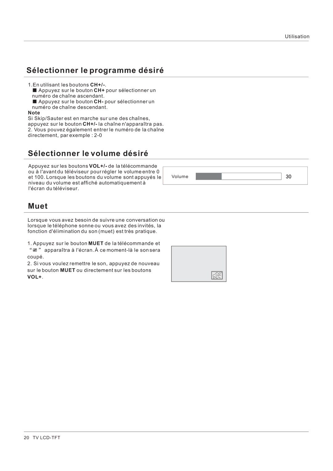 Hitachi HLC26R1 owner manual Sélectionner le programme désiré, Sélectionner le volume désiré, Uet 