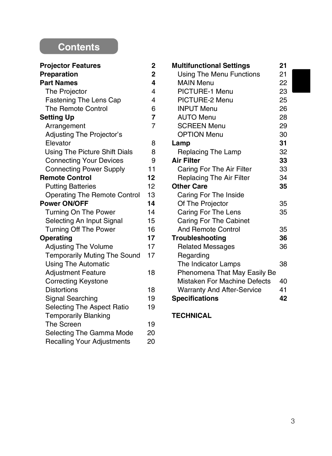 Hitachi HOME-1 user manual Contents 