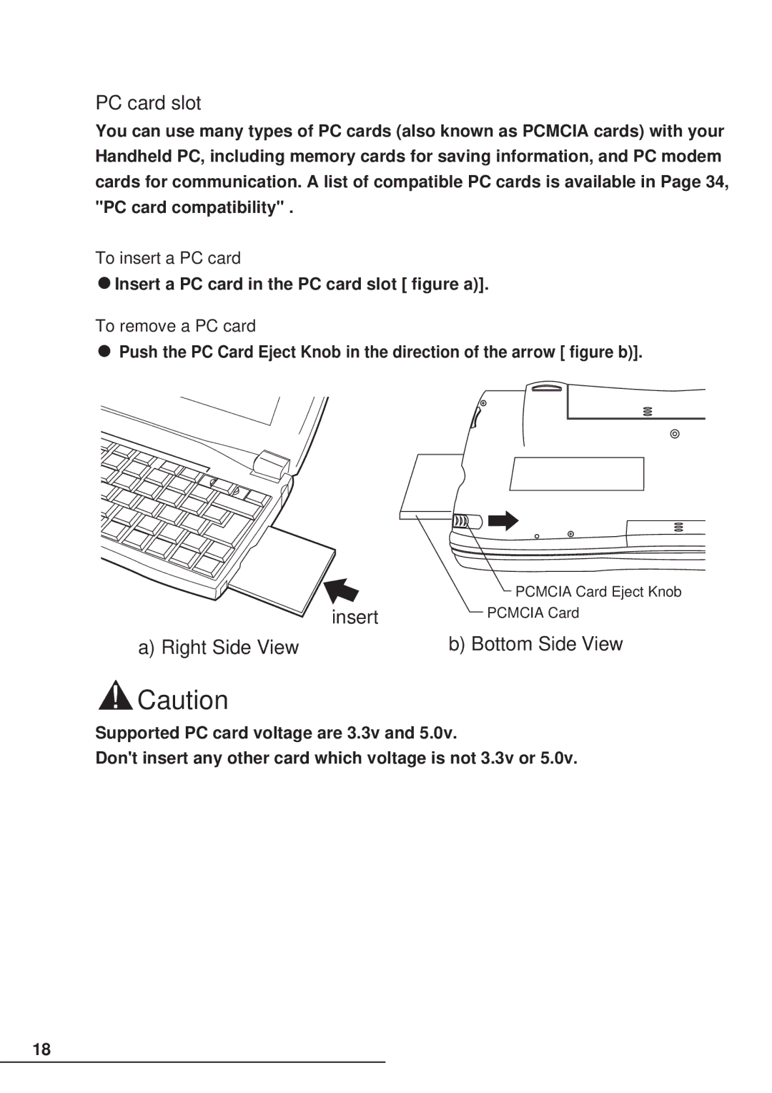 Hitachi HPW-200EC manual PC card slot, To insert a PC card, To remove a PC card 