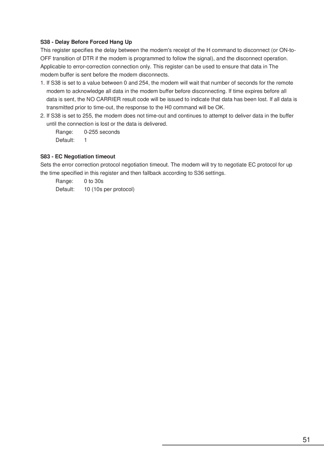 Hitachi HPW-200EC manual S38 Delay Before Forced Hang Up, S83 EC Negotiation timeout 