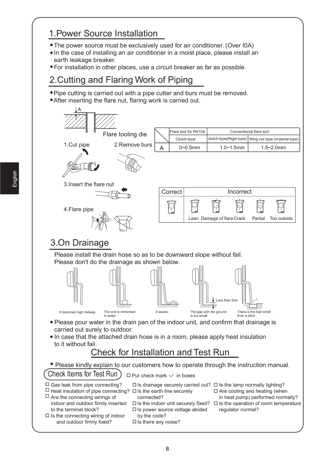 Hitachi HSU-12RD03/R2(SDB), HSU-09RD03/R2(SDB) installation manual Power Source Installation 