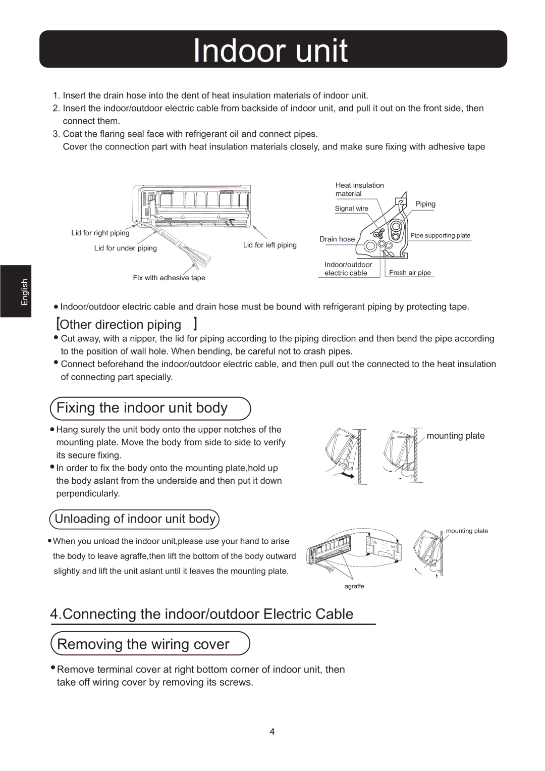 Hitachi HSU-12RD03/R2(SDB), HSU-09RD03/R2(SDB) installation manual Fixing the indoor unit body 