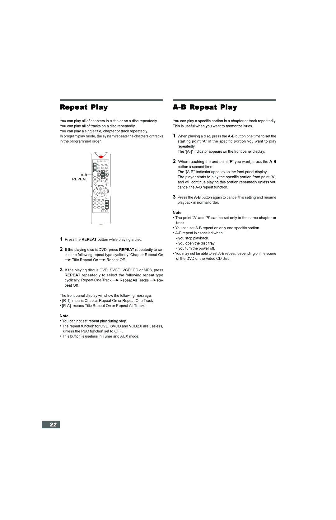 Hitachi HTD-K160 instruction manual Repeat Play 