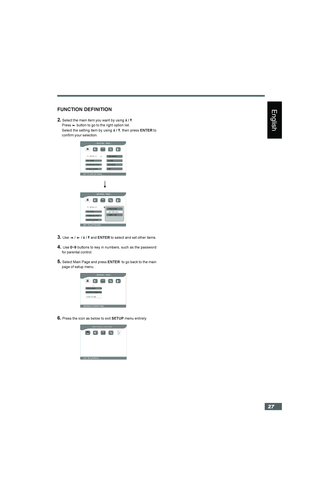 Hitachi HTD-K160 instruction manual Setup MENU--MAIN 