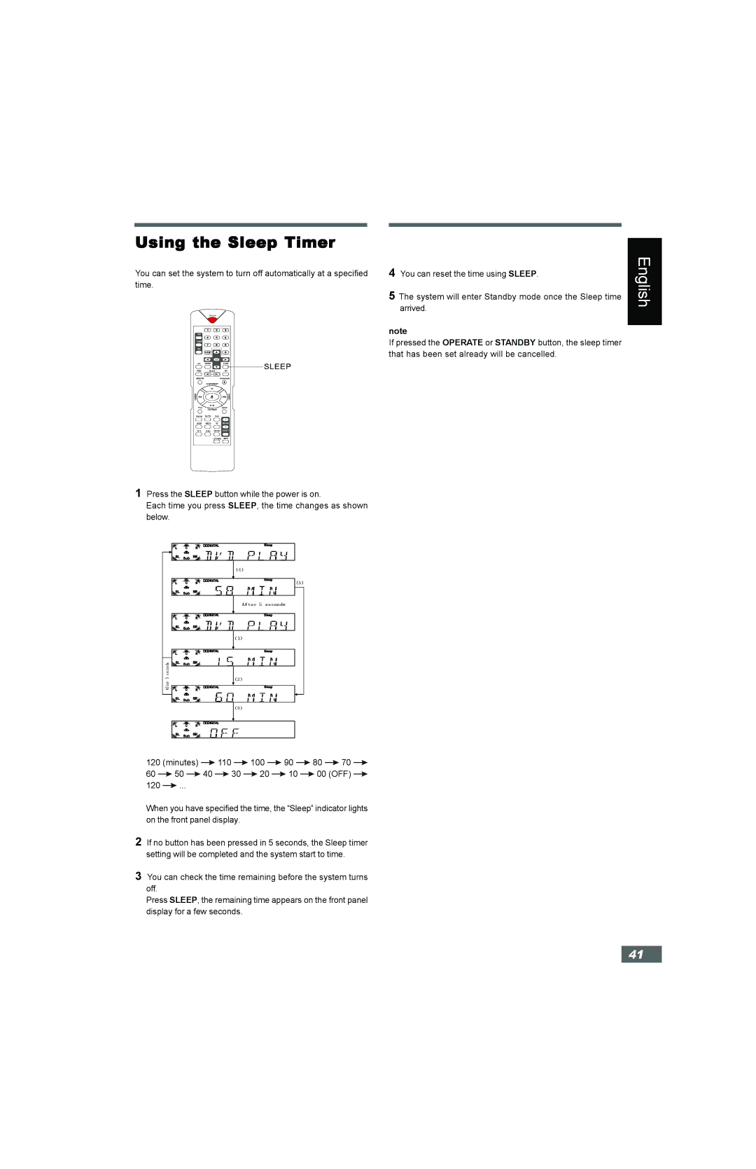 Hitachi HTD-K160 instruction manual Using the Sleep Timer 