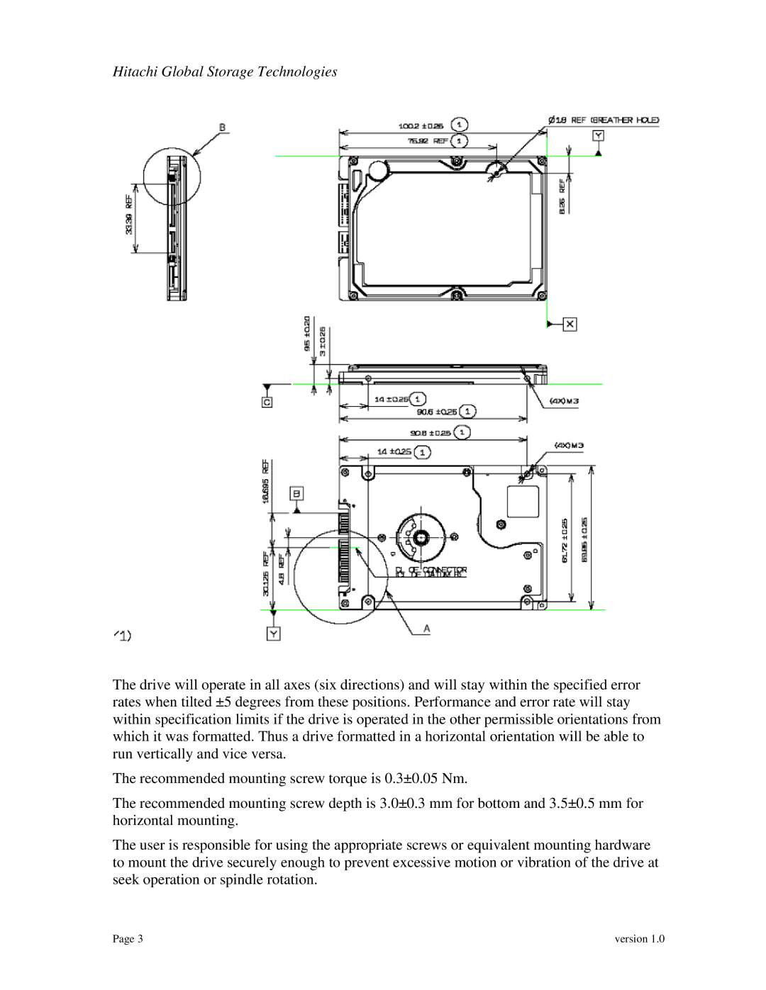 Hitachi HTE725032A9A364, HTE725050A9A364, HTE725040A9A364, HTE725016A9A364, 7K500, 0S03563 Hitachi Global Storage Technologies 