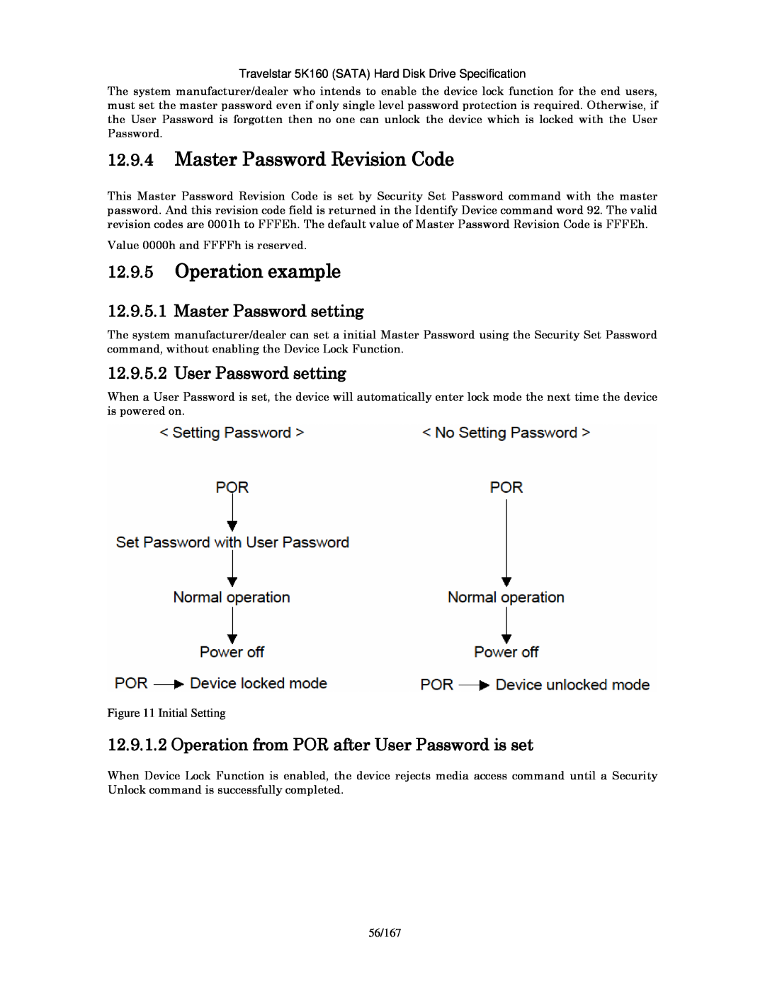 Hitachi HTS541680J9SA00 Master Password Revision Code, Operation example, Master Password setting, User Password setting 