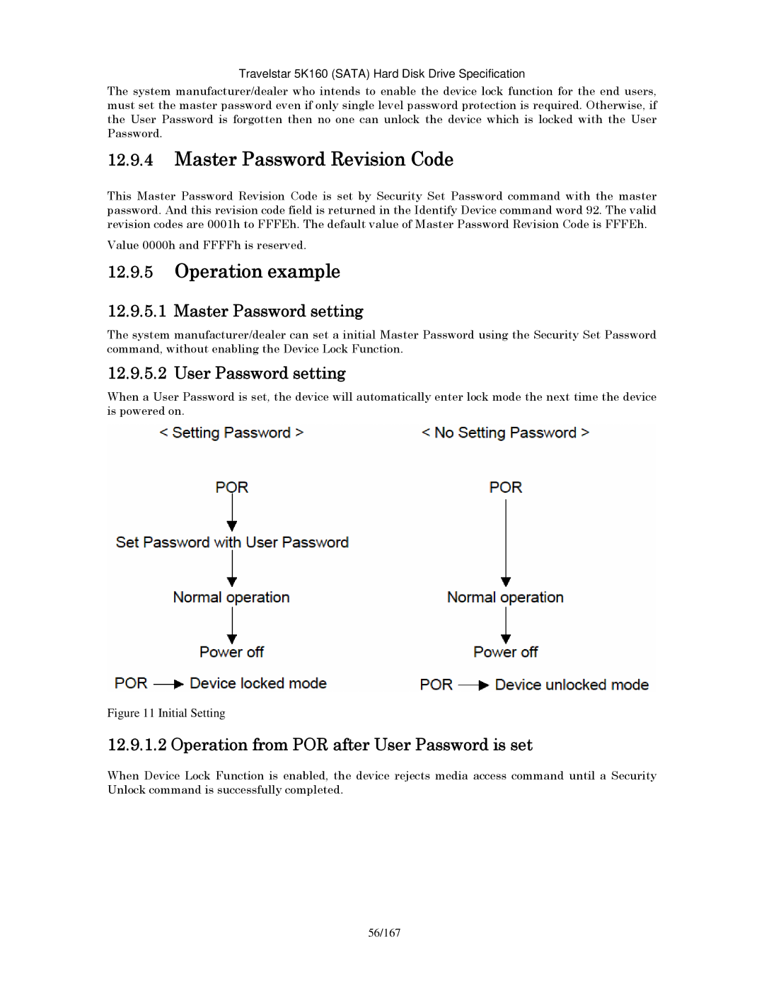 Hitachi HTS541680J9SA00 Master Password Revision Code, Operation example, Master Password setting, User Password setting 