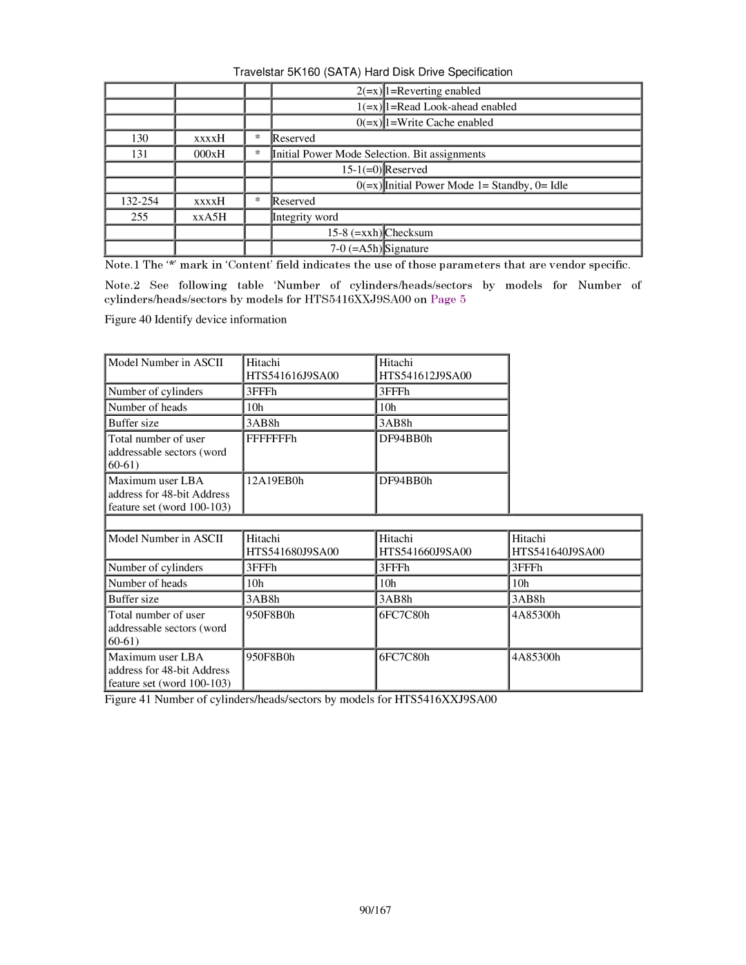 Hitachi HTS541640J9SA00, HTS541680J9SA00, HTS541616J9SA00 manual Maximum user LBA address for 48-bit Address feature set word 