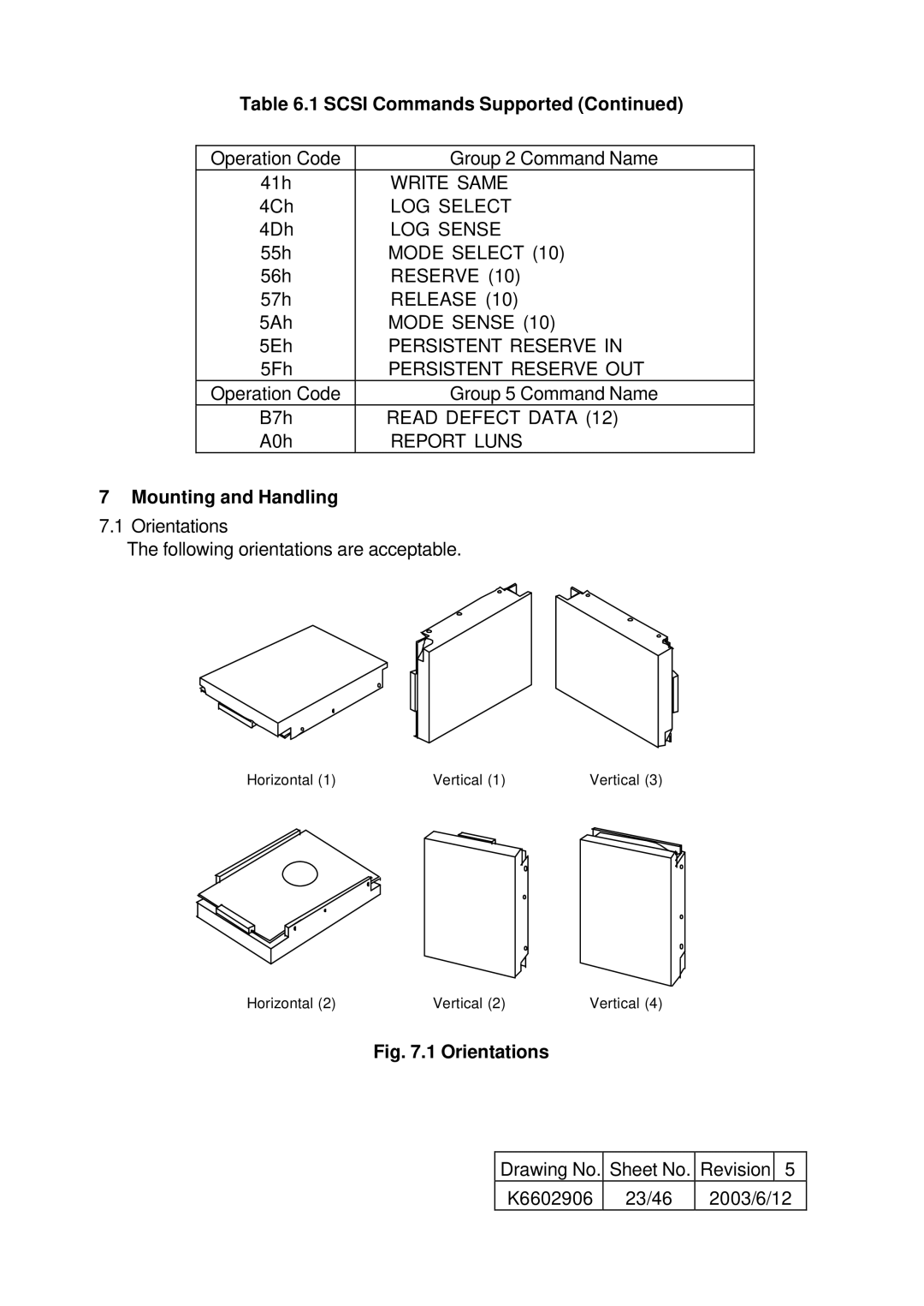 Hitachi HUS157336EL3800, HUS157373EL3800, HUS157336EL3600, HUS157373EL3600 specifications Mounting and Handling 