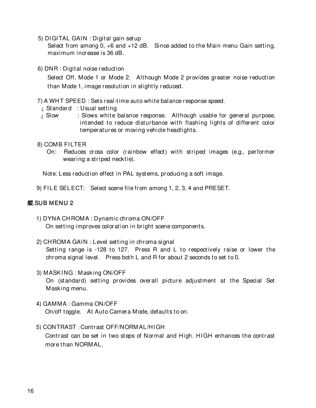 Hitachi HV-D30 operation manual Comb Filter 