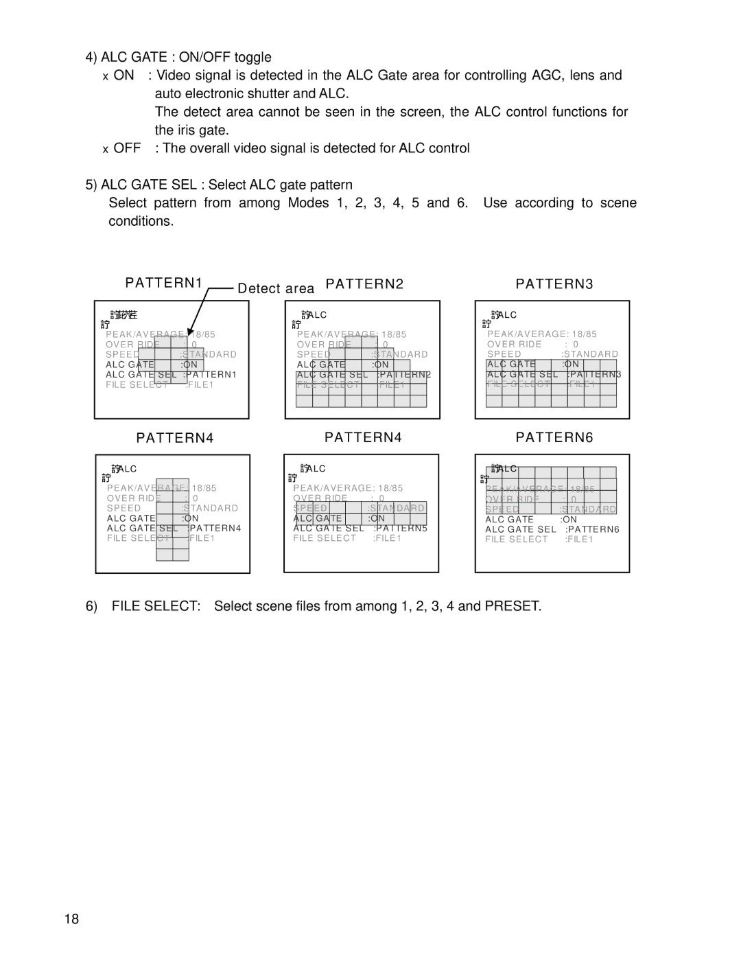 Hitachi HV-D30 operation manual ALC Gate ON/OFF toggle 