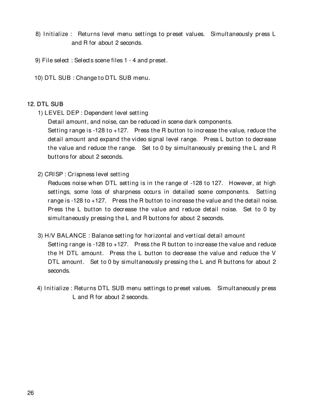 Hitachi HV-D30 operation manual Dtl Sub 