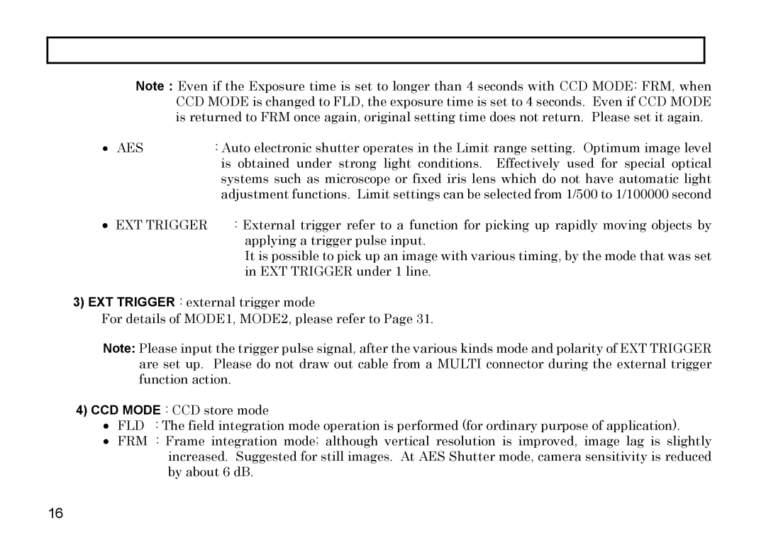 Hitachi HV-D37A, HV-D27A operation manual Aes, EXT Trigger 