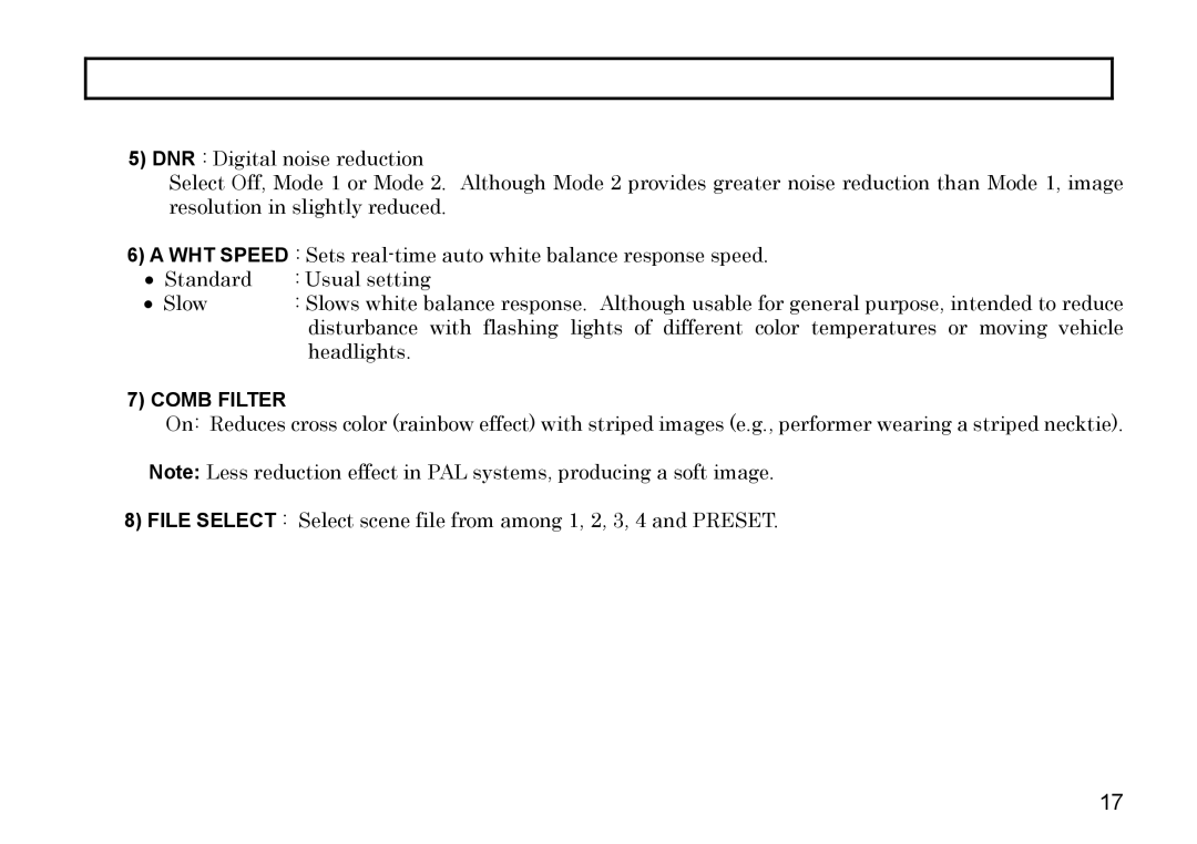 Hitachi HV-D27A, HV-D37A operation manual Comb Filter 