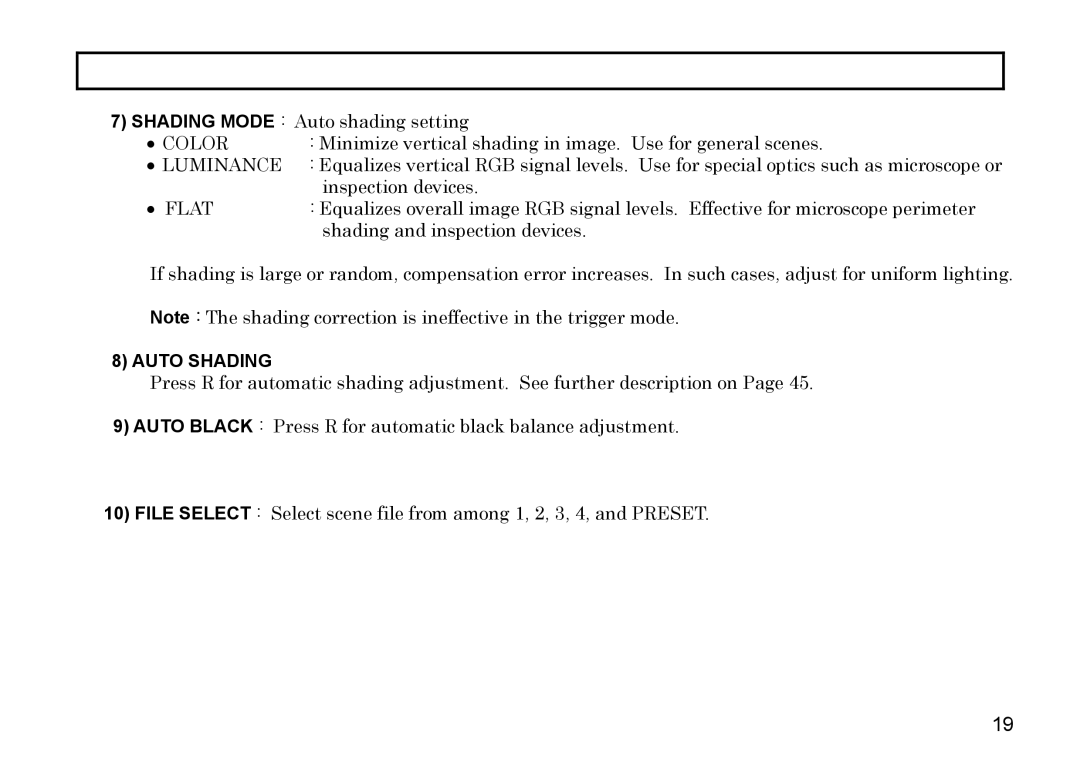 Hitachi HV-D27A, HV-D37A operation manual Auto Shading 