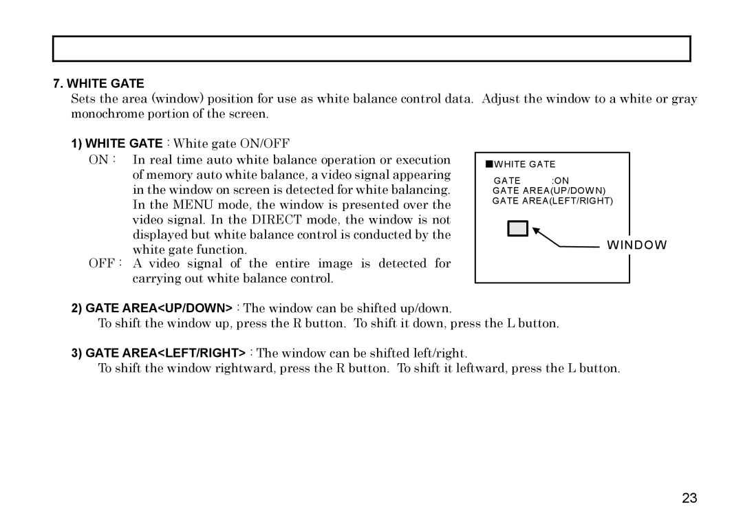 Hitachi HV-D27A, HV-D37A operation manual White Gate 