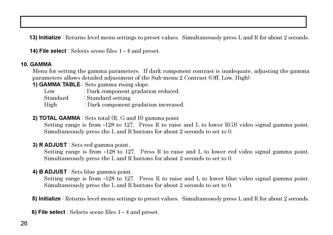 Hitachi HV-D37A, HV-D27A operation manual Gamma 