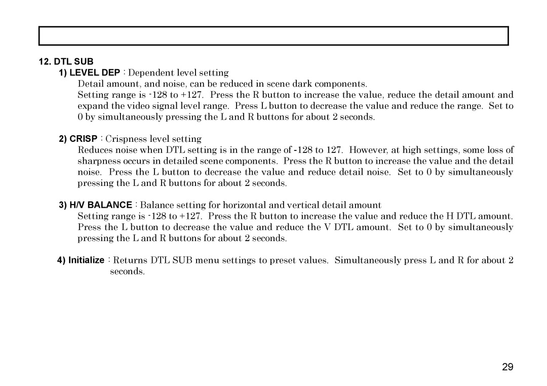 Hitachi HV-D27A, HV-D37A operation manual Dtl Sub 