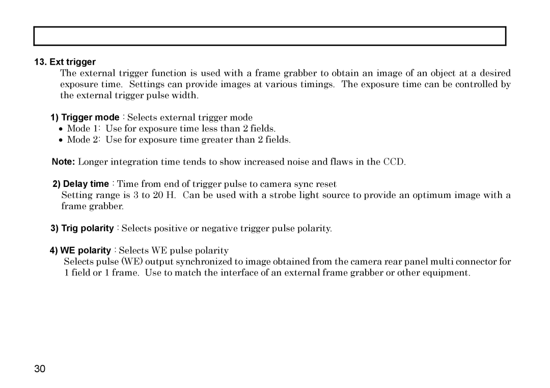 Hitachi HV-D37A, HV-D27A operation manual Ext trigger 