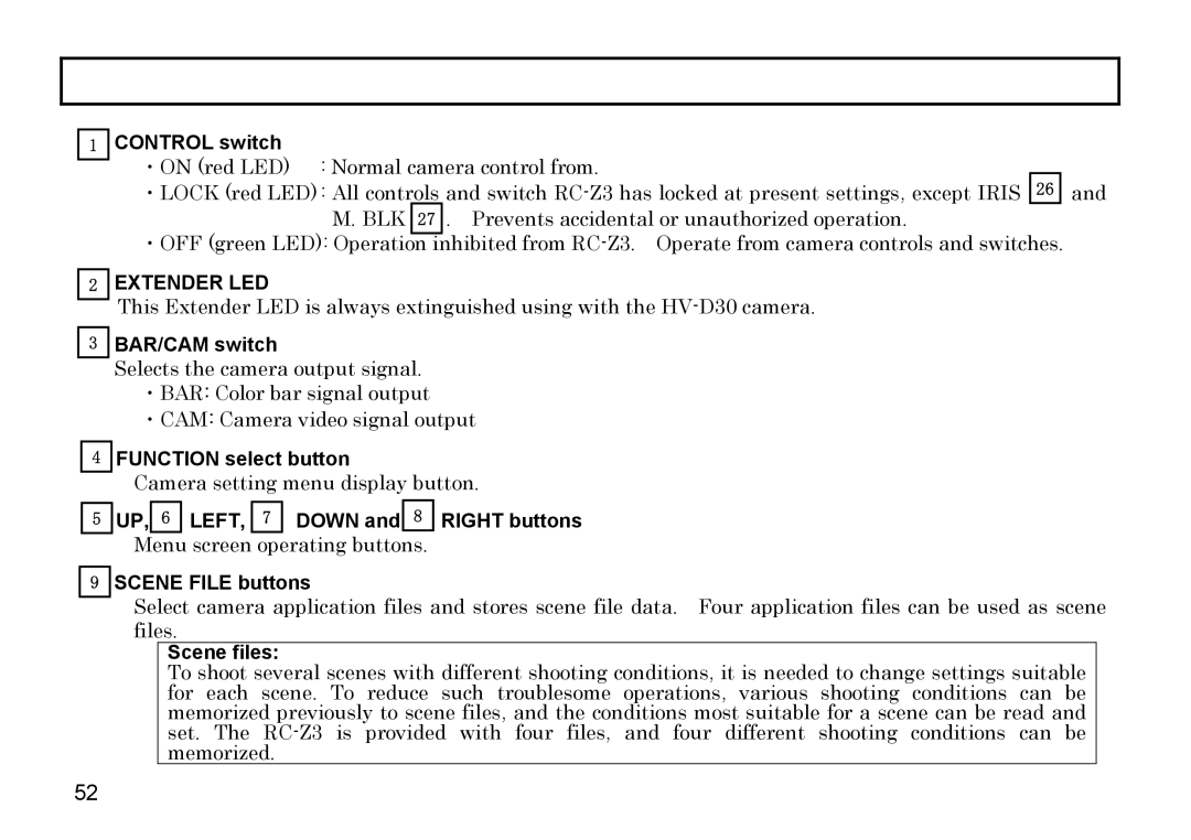 Hitachi HV-D37A, HV-D27A operation manual Extender LED 