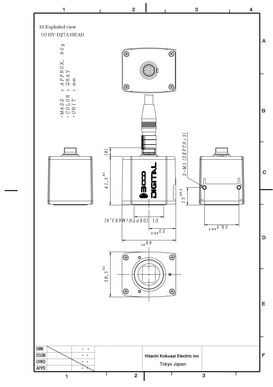 Hitachi HV-D37A, HV-D27A specifications DWN Dsgn Chkd Appd 