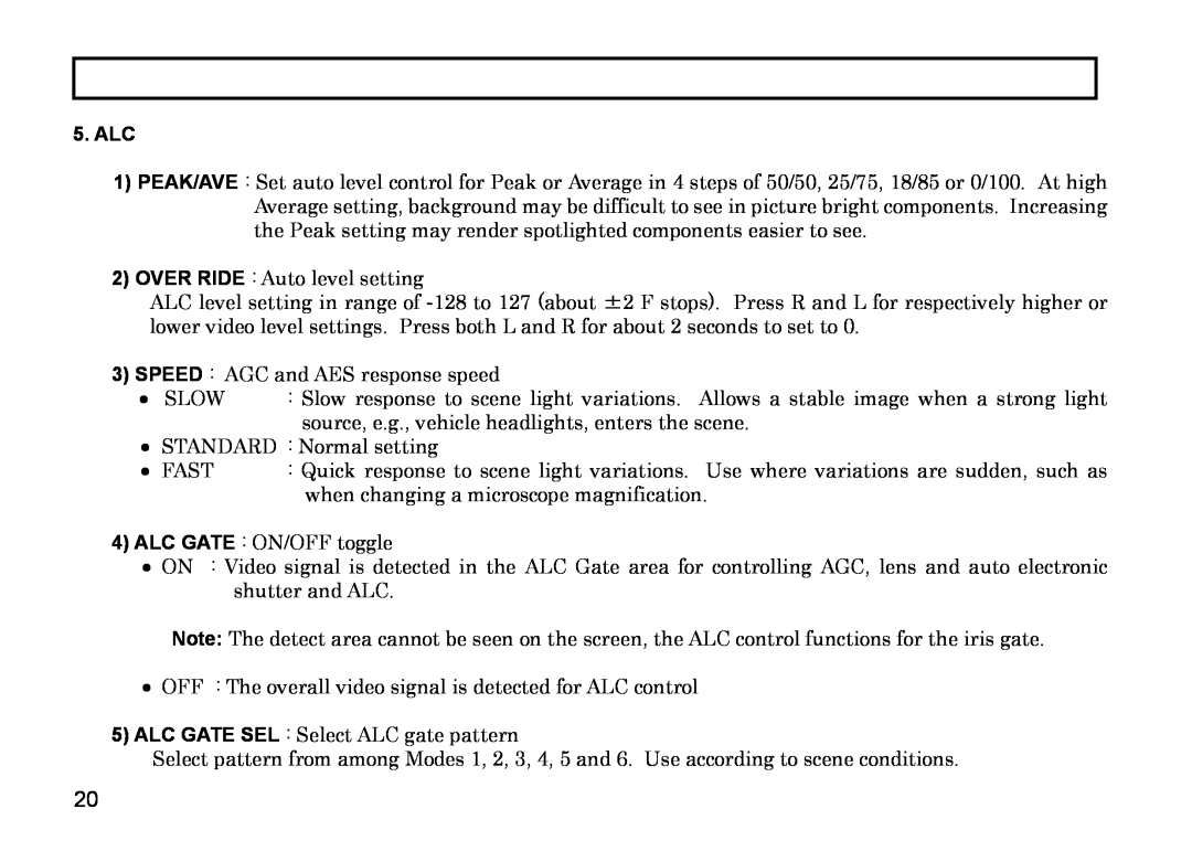 Hitachi HV-D37A, HV-D27A operation manual 5.ALC 