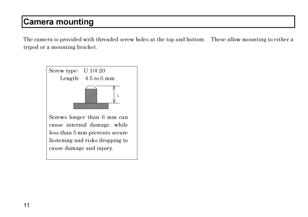 Hitachi HV-F31F, HV-F22F operation manual Camera mounting 