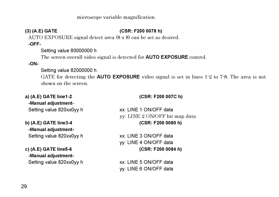 Hitachi HV-F31F, HV-F22F operation manual Setting value 820xx0yy h Xx Line 1 ON/OFF data, Yy Line 2 ON/OFF bit map data 