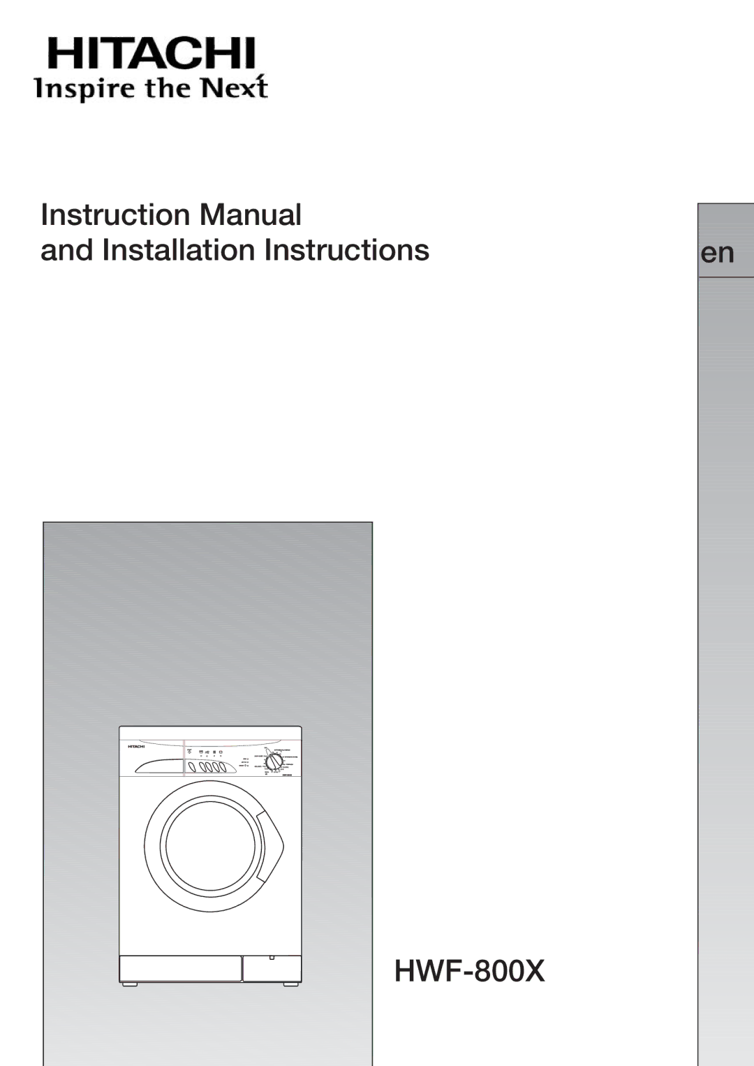 Hitachi HWF-800X manual 