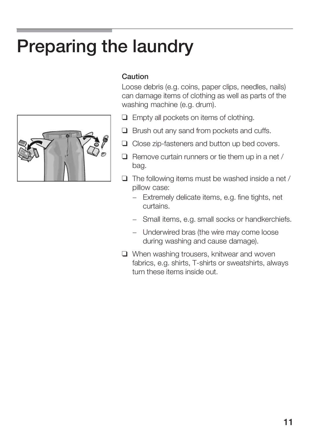 Hitachi HWF-800X manual Preparing thelaundry 