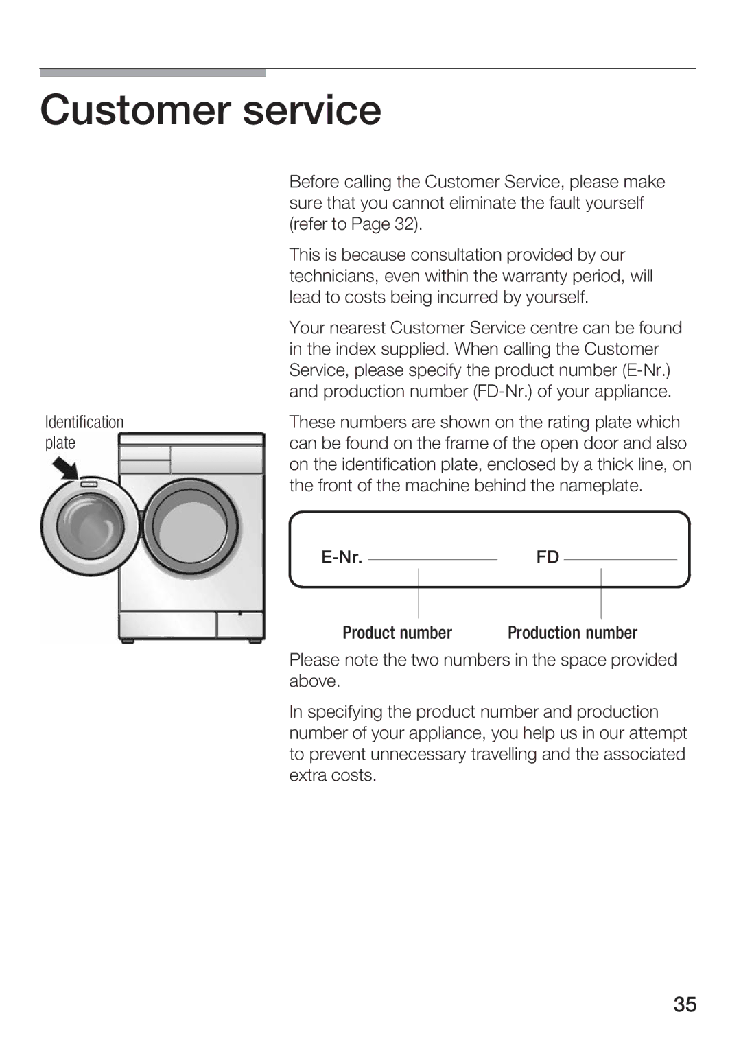 Hitachi HWF-800X manual Customer Service 