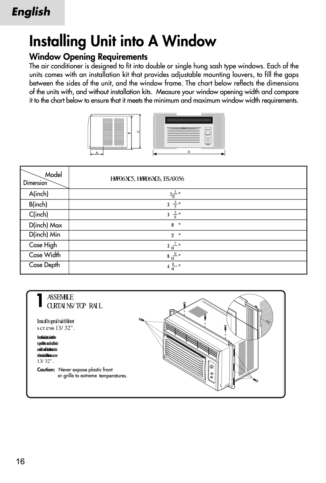 Hitachi HWR06XC6 manual Assemble CURTAINS/TOP Rail 