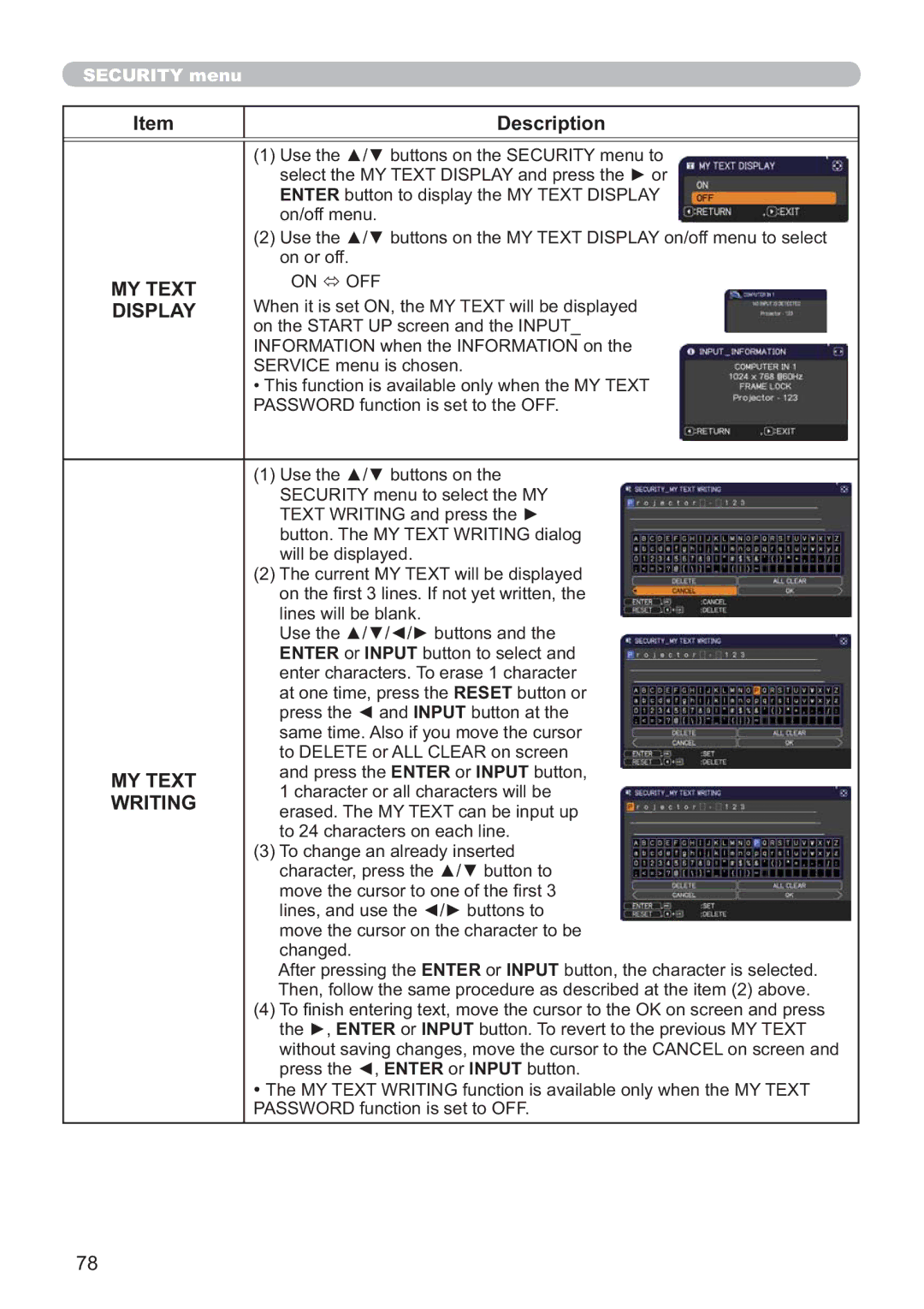 Hitachi IPJ-AW250NM user manual MY Text, Writing 