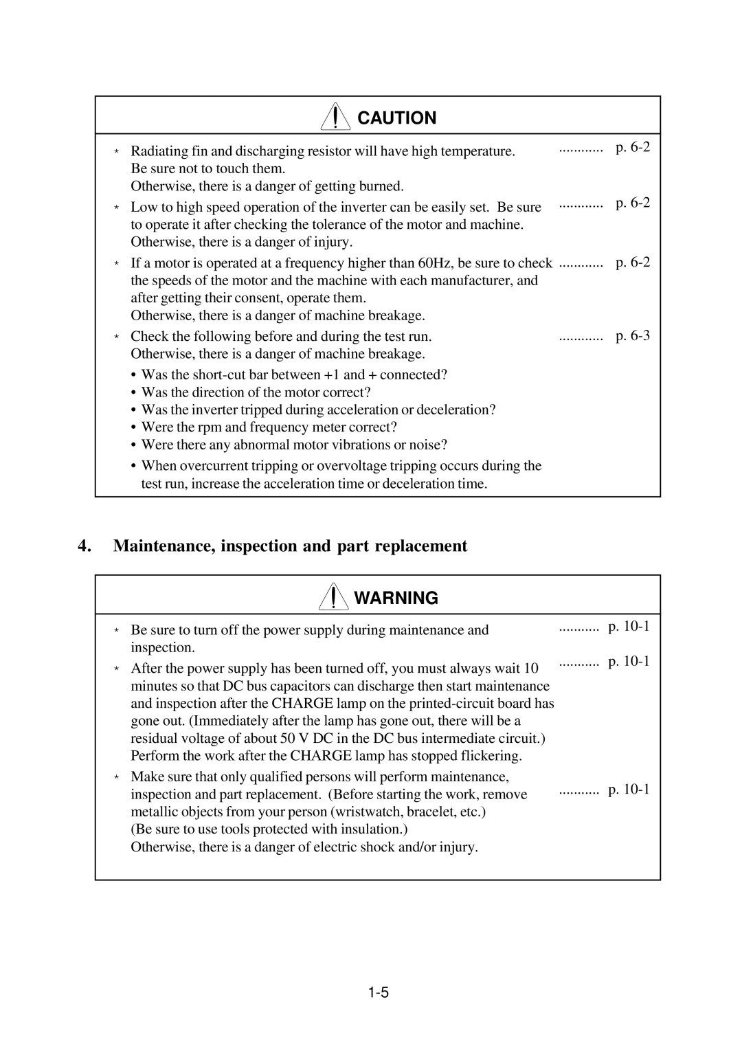 Hitachi J300U Series instruction manual Maintenance, inspection and part replacement 