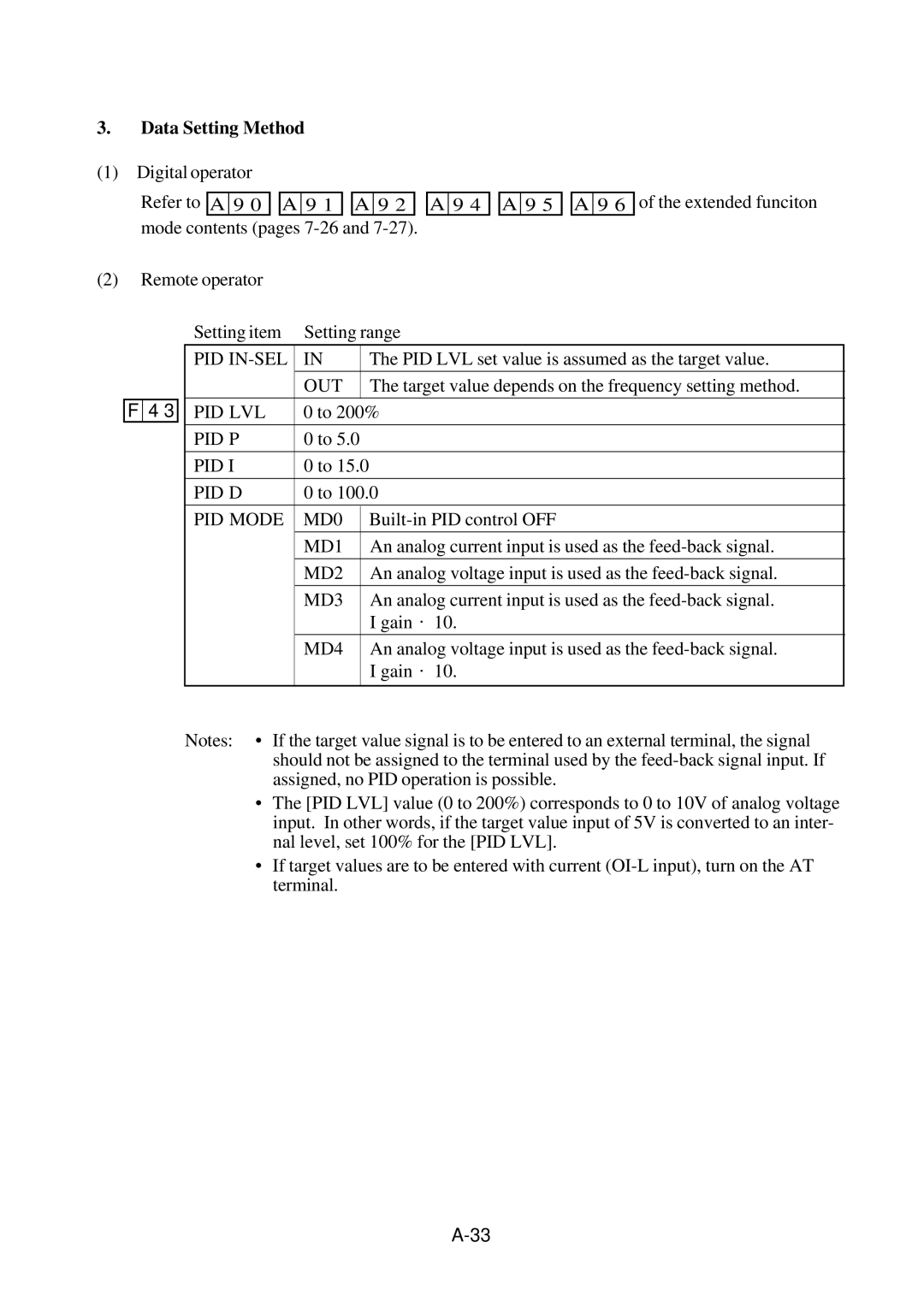 Hitachi J300U Series instruction manual Data Setting Method 