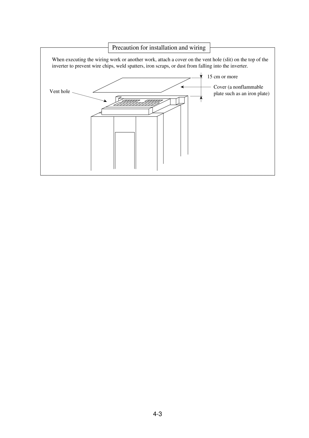 Hitachi J300U Series instruction manual Precaution for installation and wiring, Vent hole Cm or more 