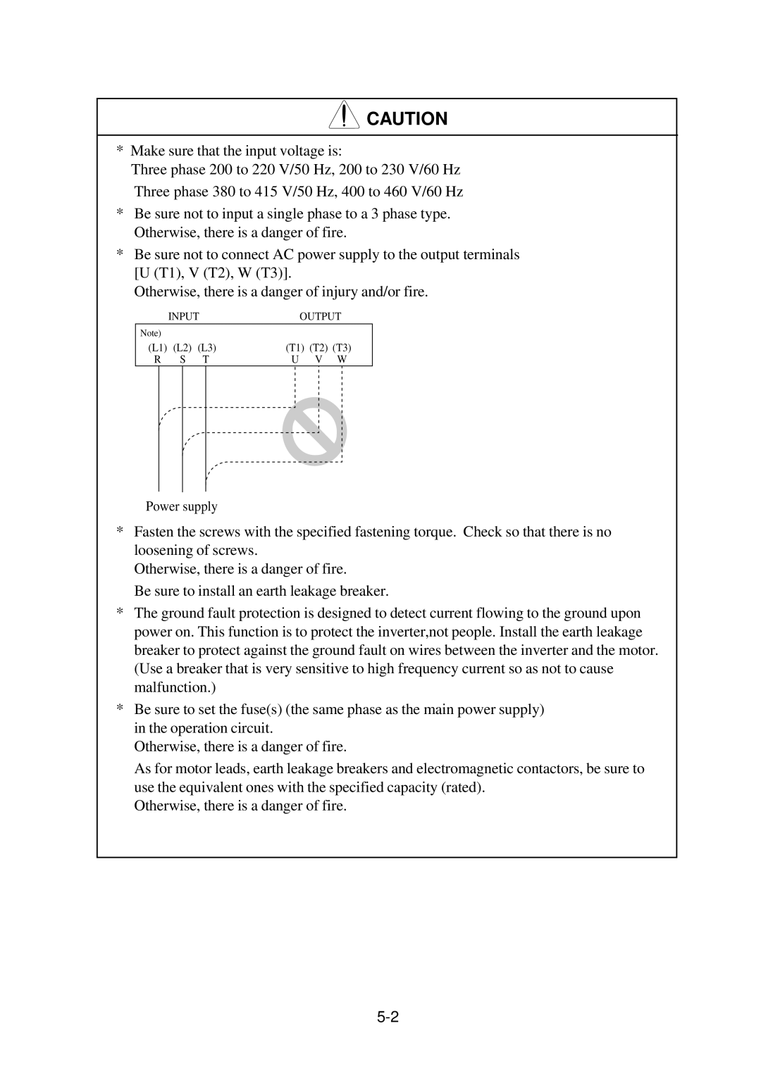 Hitachi J300U Series instruction manual Power supply 