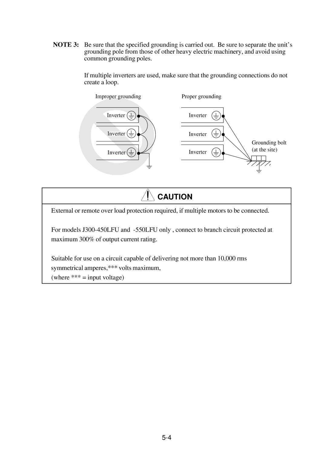 Hitachi J300U Series instruction manual Improper grounding Proper grounding Inverter, Inverter At the site 