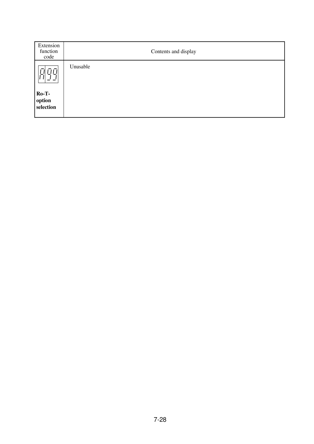 Hitachi J300U Series instruction manual Unusable, Ro-T- option selection 