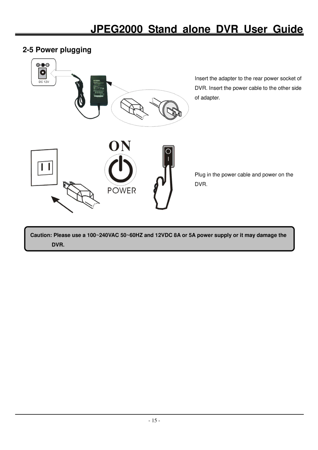 Hitachi JPEG2000 manual Power plugging 