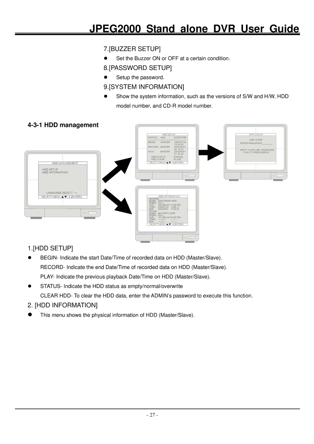 Hitachi JPEG2000 manual HDD management 